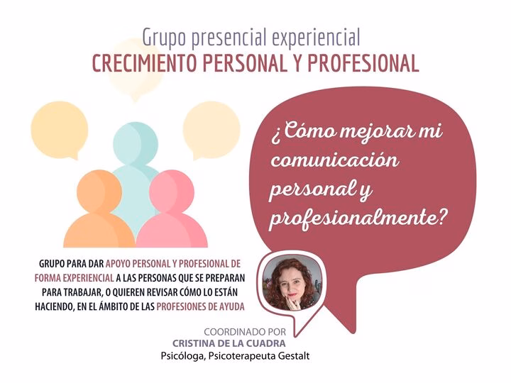 Grupo Presencial de Crecimiento Personal y Profesional en Terapiados Valencia con Cristina De la Cuadra